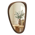 Solid Wood Wall Mirror 30x20 Dark Walnut Irregular Shape - Modern Decor