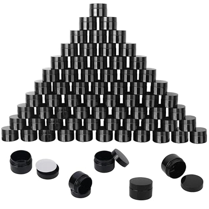 72 Packs 4 OZ Black Plastic Jars with black Lids, Body Butter Containers, Cosmetic Containers jars for Kitchen Ingredients, beads, sequins, Lotion, Cream, DIY Crafts and More by KUKLIPJIM