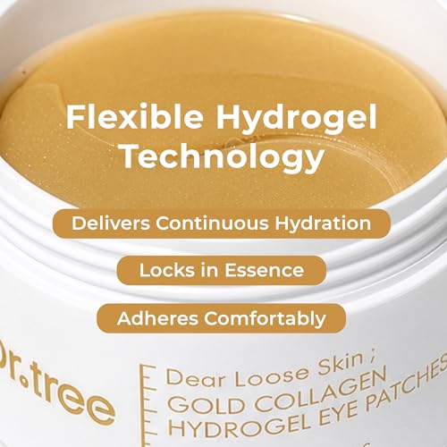24K Gold Collagen Hydrogel Eye Patches - 60 Pads, Hydrating & Brightening (1 Pack of 60)