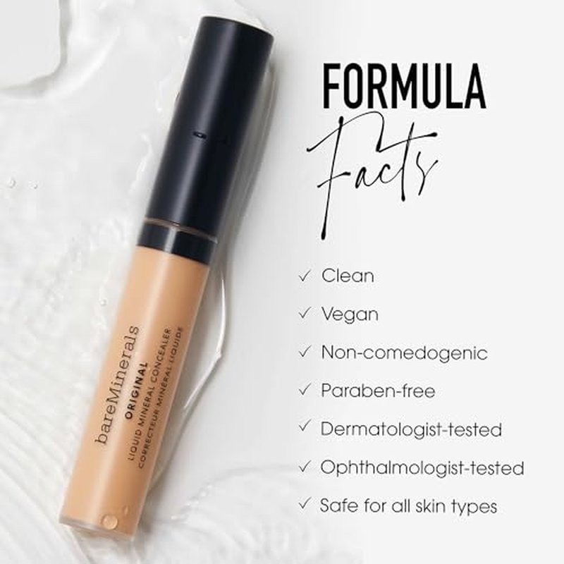 bareMinerals Original Liquid Mineral Concealer, Brightening Dark Circle Eye Concealer, Reduces Look of Fine Lines, Buildable Coverage, Vegan