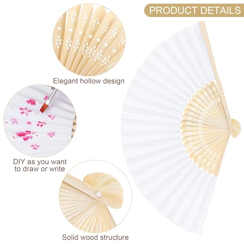 White Wedding Paper Fans Set of 100 with Storage Basket - Portable & DIY Friendly