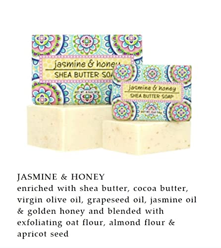 Jasmine & Honey Shea Butter Soap Set - 3 Exfoliating Botanical Bars, 6.4oz