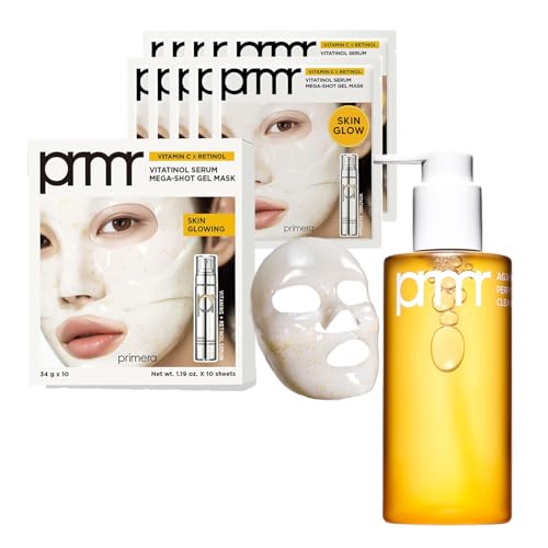 PRIMERA Self Care Kit ? Oil to Foam Cleanser (200ml) & Vitatinol Serum Gel Mask Set (10EA) | Korean Deep Cleansing + Overnight Hydration Care