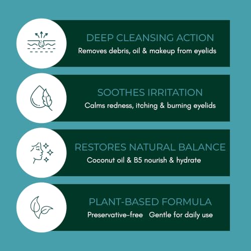 NOVEHA Extra Strength Tea Tree Eyelid & Face Cleansing Foam 3 Pack – Gentle Daily Facial & Eyelid Cleanser