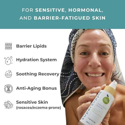 Pure & Cimple superSupple Barrier Repair Moisturizer 2oz - Organic Ceramide & Peptide Face Cream for Dry Sensitive Skin - Fragrance-Free, Hydrating Daily Face Lotion