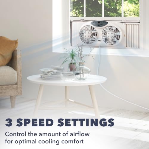 Bionaire Window Fan with Reversible Airflow, Thermostat & Remote, Fits 24-36" Windows