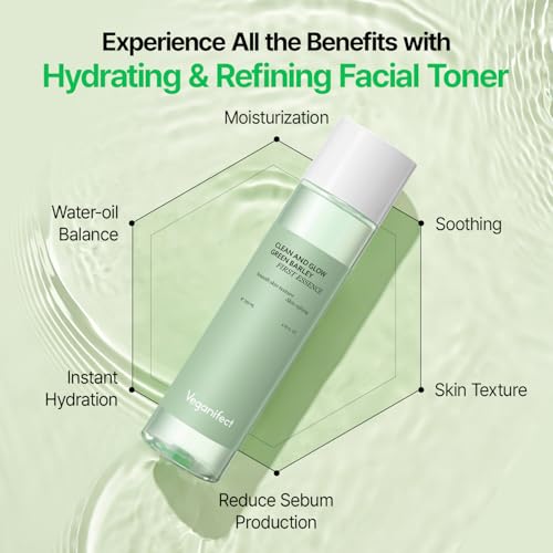 VEGANIFCET Essence, Ultra Hydrating, for Glowing Skin, Korean Skin Care, Vegan, 6.76 Fl Oz
