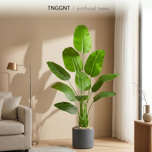 Artificial Bird of Paradise Plant - 6FT Tall Fake Traveler’s Palm Tree - Tropical Decor