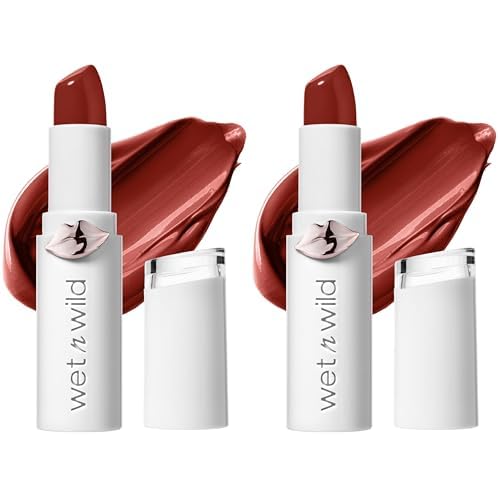 wet n wild Lipstick Mega Last High-Shine Lipstick Lip Color Makeup, Red Crimson Crime (Pack of 2)
