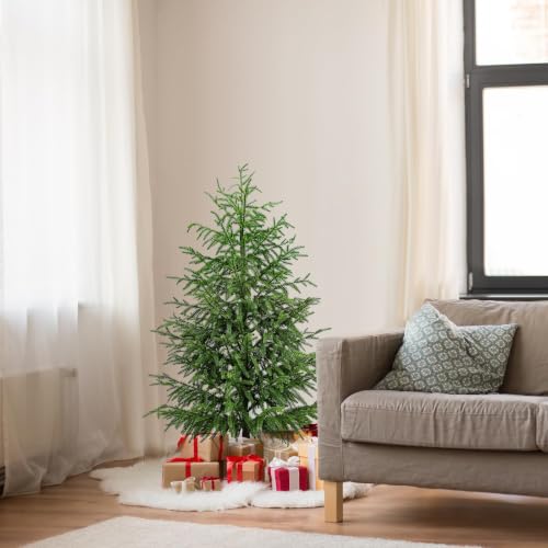4FT Prelit Norfolk Pine Christmas Tree with 80 LED Lights - Battery Operated, 1 Pack