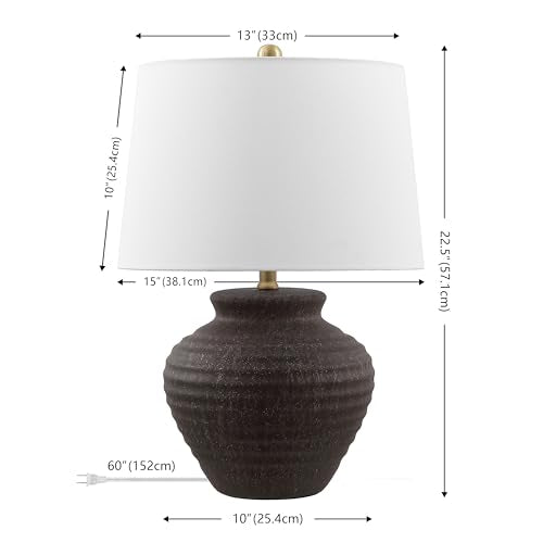 SAFAVIEH Ledger Table Lamp - 22.5 Inch Coastal Dark Brown Bedside Lamp