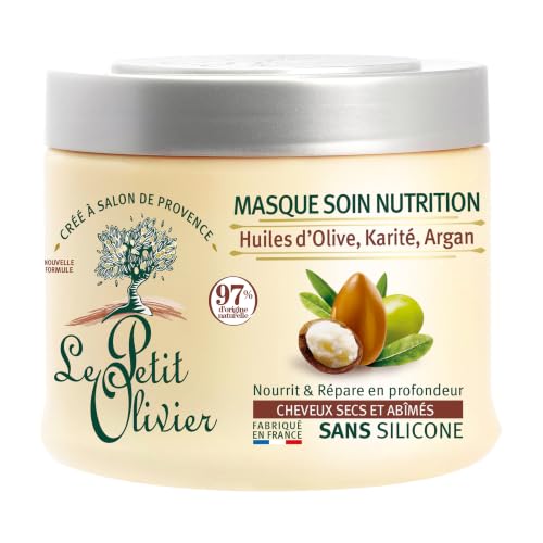 Hydrating Hair Mask for Dry Damaged Hair - Natural Olive Shea Argan Oils - 11.15 oz