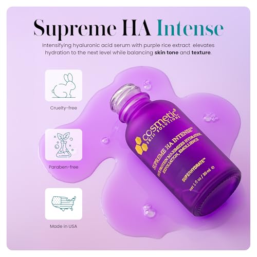 Supreme HA Intense ? Hyaluronic Acid Serum with Vitamin E, Purple Rice Extract, Mandelic & Malic Acids ? Hydrating and Smoothing Face Serum for Radiant Looking Skin ? 1 fl oz