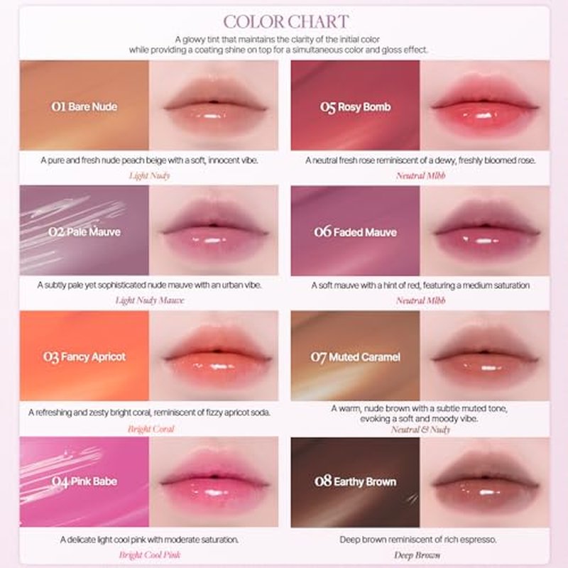 Heart Percent Dote On Mood One Way Glowy Tint, Glass-like High Shine Glossy Finish w/Long-Lasting Luminous Color Lip Stain for Glowy Look, #11.Dawn Mauve