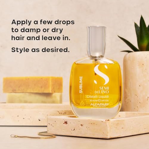 Alfaparf Milano Semi di Lino Sublime Cristalli Liquidi Hair Oil Serum with Thermal Protection - Anti Frizz Hair Serum & Smoothing Heat Protectant Spray with Vitamin E for Frizzy Hair (0.51 oz / 15 ml)