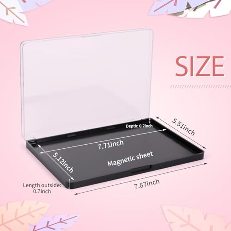 Large Empty Magnetic Eyeshadow Palette with Clear Top, Travel Makeup Organizer with 40Pcs Adhesive Metal Stickers For DIY Your Own Powder Palette (Large Palette - 7.87¡±x5.51¡±)