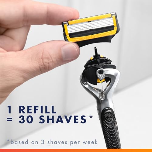 Gillette ProGlide Shield Men's Razor, 5 Bladed Razor, with Precision Trimmer, Comfortglide Lubrication, Glide and Comfort, Handle + 4 Blade Refills, Holiday Gifts for Men