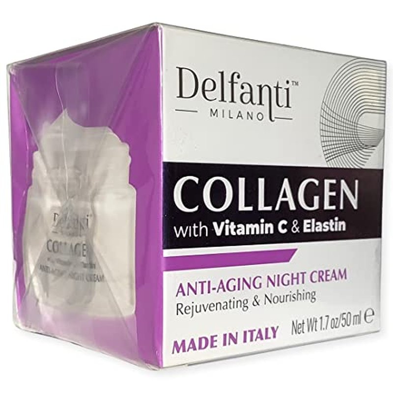 Delfanti-Milano ? COLLAGEN with VITAMIN C & ELASTIN ? Rejuvenating & Nourishing ? Anti-Aging Night Cream ? Face and Neck Moisturizer ? Made in Italy