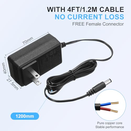 20-Pack 12V DC Power Supply Adapter for LED Strip Lights and Cameras