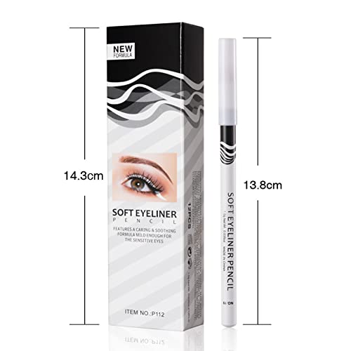 White Eyeliner Pencils, 12PCS Professional Highlighters Eye Liner Pencils Eye Brightener, White Eye Liners Makeup Waterproof Long-lasting Eyeshadows Beauty Makeup Tools for Women