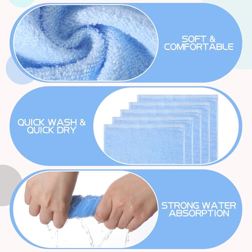 Blue Cotton Face Wash Cloths Set - 40 Pieces, 10x10 Inches, Reusable, Soft