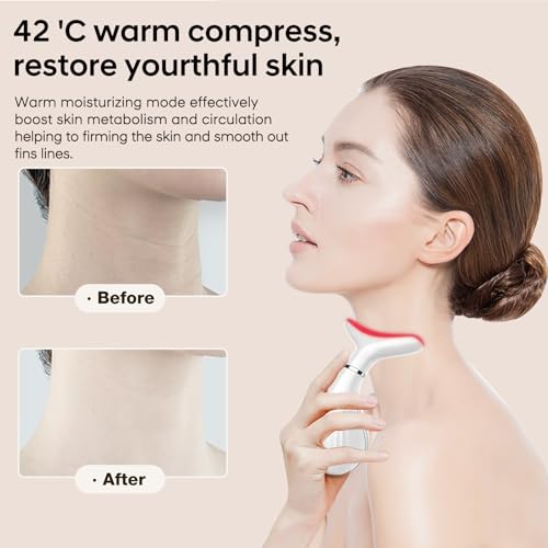 VIMINTO ¢ç 3-in-1 Face Massager ? Facial Massager Tool with Soothing Heat, Vibration, and Smart Touch ? Red, Blue & Green Light Modes for Relaxation and Radiance ? Compact & Portable - White