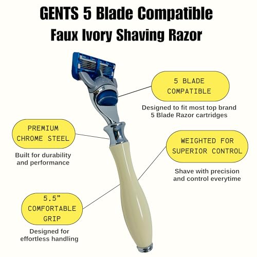 G.B.S Ivory 5-Blade Safety Razor with Ergonomic Handle - Classic Wet Shave