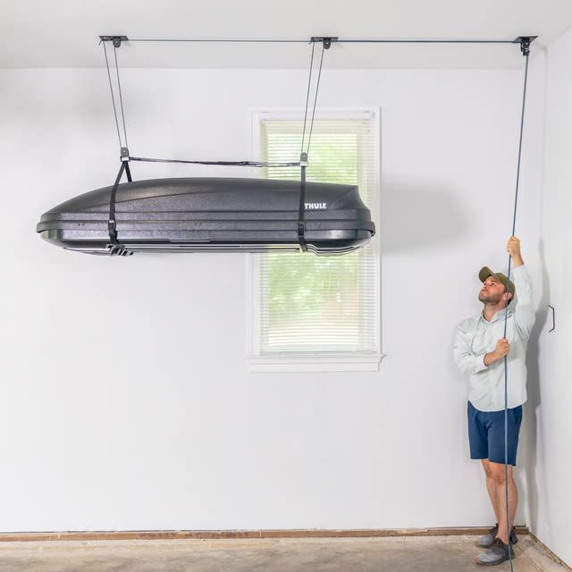 Teal Triangle EasyLift Garage Cargo Lift System Holds 150 lbs Ceiling Hoist