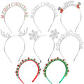 Christmas Headbands for Women - Rhinestone Reindeer & Snowflake - Silver
