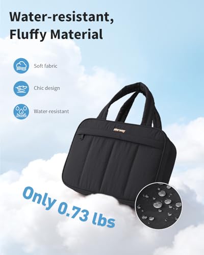 Narwey Hanging Travel Toiletry Bag for Women - Medium Black Quilted Organizer
