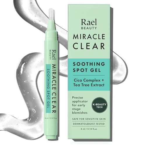 Rael Miracle Clear Spot Gel ? Soothing Cream with Succinic Acid, Tea Tree, Calming Cica, Lightweight, Korean Skin Care (0.14 oz)