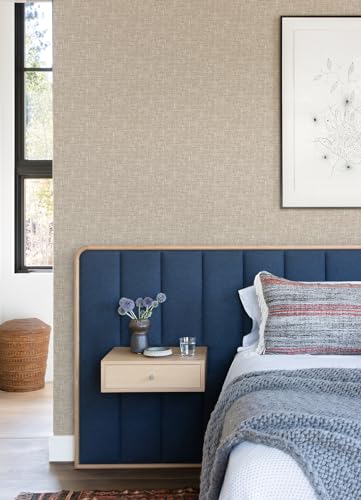 NuWallpaper Peel and Stick Wallpaper Tan Poplin - Removable Wall Covering