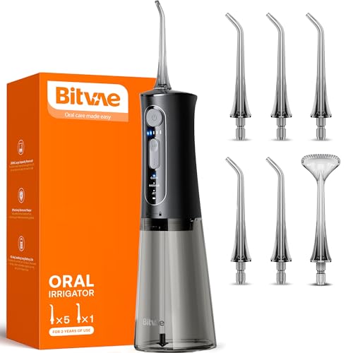 Bitvae 260ml Cordless Water Dental Flosser Black - Oral Irrigator for Teeth, Sensitive & Deep Cleaning
