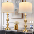 Gold 2 Pack Modern Table Lamps with USB Ports & AC Outlet - 3-Way Touch Bedside Lamps for Bedroom & Living Room