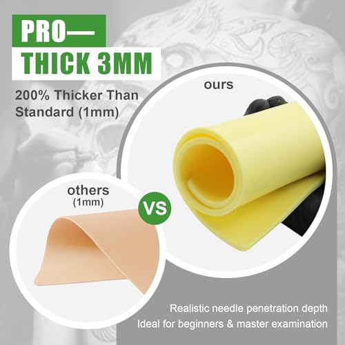 Jconly Professional Reusable Tattoo Practice Skin 5 Pack 12x8 inch Silicone for Artists