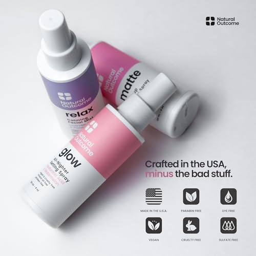 Natural Outcome Face Mist Trio Set - Hydrating, Mattifying & Calming Facial Sprays with Rosewater, Hyaluronic Acid & Lavender