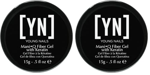 Young Nails ManiQ Fiber Gel with Keratin 0.33 Fl Oz Pack of 2 - Clear, 15g Each
