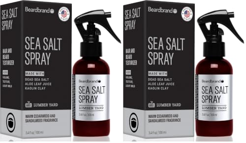 Beardbrand Sea Salt Spray for Men - Lumber Yard Scent, 3.4 Fl Oz, Pack of 2