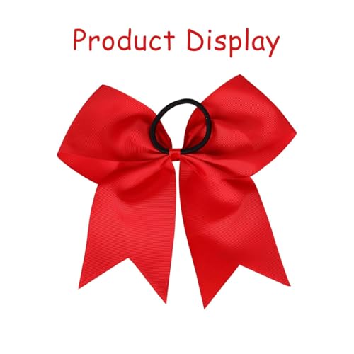 Chiduerm Red Cheerleading Hair Bows Set - 40pcs Large Grosgrain Ribbon Ponytail Holders for Girls & Sports