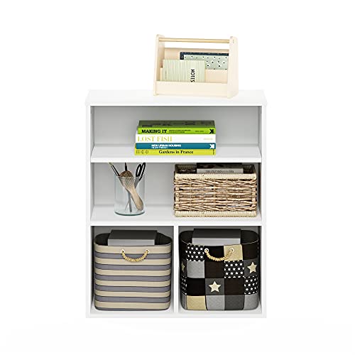 Furinno Pasir 3-Tier Display Bookcase - White, Compact & Modern