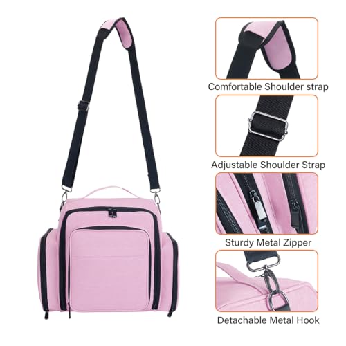 Pink Nail Polish Organizer Case for 60 Bottles with Detachable Bags - Travel & Storage