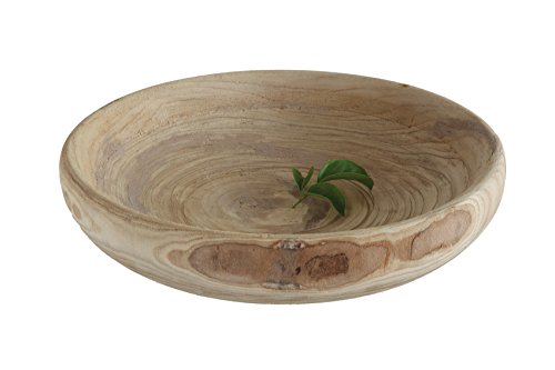 Natural Finish Wooden Bowl - Handmade Paulownia Accent for Decor
