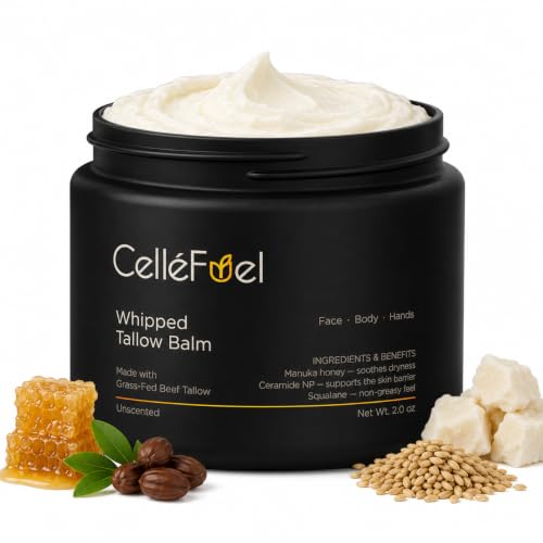 Whipped Tallow Balm for Skin Barrier Repair - Unscented, Hydrating Body & Face Moisturizer - 2 oz