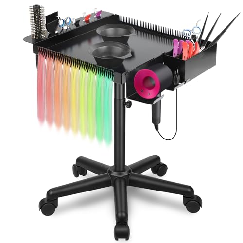 Multi-Function Salon Tray, Salon Rolling Tray cart (with Wheels), Beauty & Hairdressing Tray for Hair Stylist,.Suitable for Tattoo parlors, Hair Salons, Personal Designers.