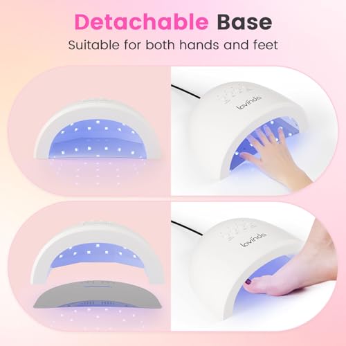 Lavinda UV LED Nail Lamp for Gel Polish, 48W Nail Dryer with Premium Matte Finish, Fast Curing UV Light with 4 Timers, Smart Sensor & Detachable Base for Hands & Feet Salon Home DIY Manicure