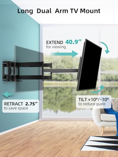 Long Arm Heavy Duty Full Motion TV Wall Mount for 42–95 Inch TVs - Adjustable, Swivel & Tilt
