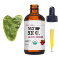 Kate Blanc Cosmetics Rosehip Oil for Face with Jade Gua Sha Stone (1oz, Organic, Pure, Cold Pressed) Rosehip Seed Face Oil for Gua Sha Massage