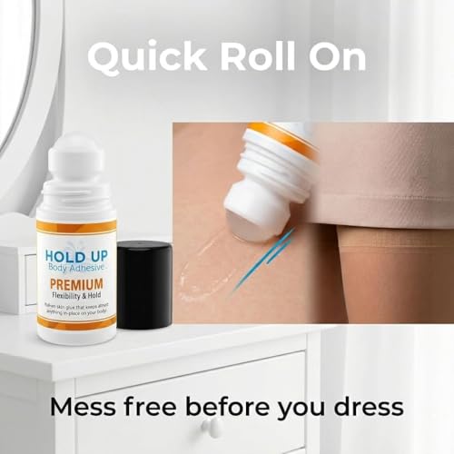 Hold Up Body Adhesive Roll-On Skin Glue 2 Pack - All-Day Strong Hold for Dancers & Athletes