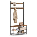 VASAGLE Rustic Brown & Black 3-in-1 Coat Rack with Shoe Storage Bench (33.5W) – Hall Tree