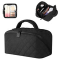 Makeup Bag for Women, Wide Open Lay-Flat Water-Resistant Cosmetic Case, Festivalment Makeup Bag, Spacious 180¡Æ Open Cosmetic Organizer for Toiletries & Brushes Large Capacity with Compartments (Black)